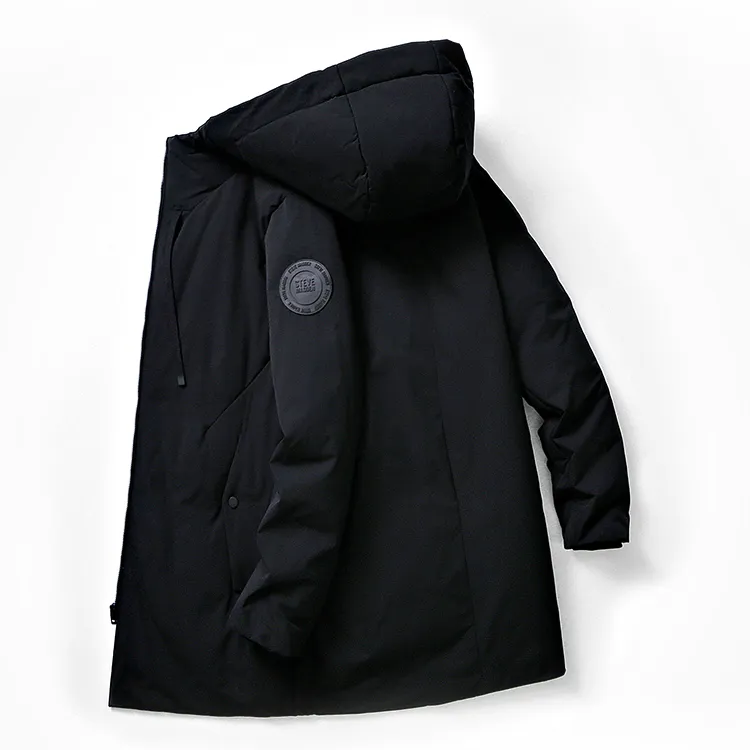 Hooded Black Custom Logo Warm Winter Fashion Thick Coat White Duck Ultralight Long Down Jacket Men