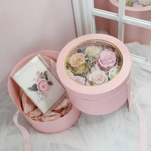 Cứng nhắc các tông xi lanh Hộp quà tặng với cửa sổ rõ ràng hộp phong cách ống giấy cho Rose Bouquet hoa tươi Quà Tặng hiển thị - Product Image 3