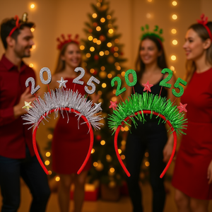 Serre-têtes en plastique à paillettes Nouvel An 2025, multicolores, accessoires de cheveux pour fête de Noël, unisexe, décoratifs - Product Image 2