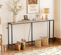 Table console de 63 pouces avec station de charge de sortie pour salon ferme entrée étroite couloir maigre derrière la table de canapé