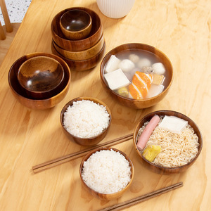 Vajilla de Madera de Acacia Estilo Japonés - Tazón para Servir Sostenible para Fiestas, para Ensaladas, Sopas u Otros Platos - Product Image 2