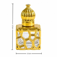 Flacon de parfum 10 ml en verre carré, motif nid d'abeille doré, avec applicateur à bille pour vaporisation, rechargeable, mini flacon, carton offert