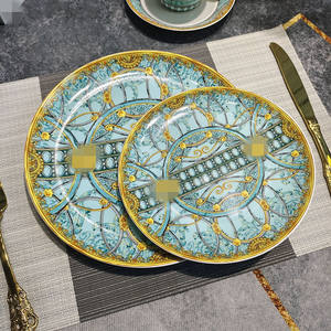 Service de table de luxe en porcelaine fine série V, assiettes plates en céramique pour steak, assiettes à dessert, assiettes à fruits secs et gâteaux, tasses et soucoupes pour thé et café - Product Image 2