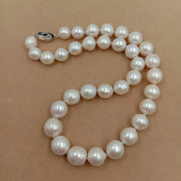 Collier ras du cou en perles d'eau douce Edison de 9-12 mm, qualité AA, fermoir en laiton plaqué or 18 carats, grandes perles blanches naturelles nouées pour femmes
