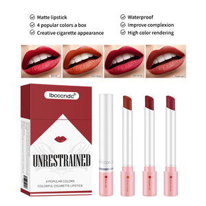 Ensemble de 4 rouges à lèvres mats effet cigarette, longue tenue, gloss imperméable, anti-transfert, fini velours, cosmétiques pour femmes - Product Image 1