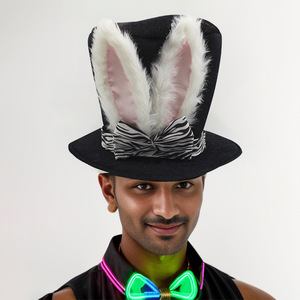 Sombrero <span class=keywords><strong>de</strong></span> Conejo <span class=keywords><strong>de</strong></span> Pascua con Orejas y Lazo <span class=keywords><strong>de</strong></span> Cebra, Sombrero <span class=keywords><strong>de</strong></span> Disfraz <span class=keywords><strong>de</strong></span> Conejo <span class=keywords><strong>de</strong></span> Peluche Negro para Fiestas, Halloween y Eventos Temáticos - Product Image 6