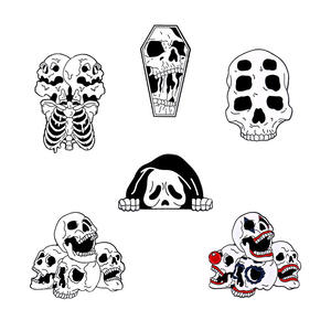 Hip Hop Punk Schwarz Weiß Pompous Emaille Pins Mehrere Skelett Clown Broschen Rucksack Revers Hüfte Schmuck Geschenke Souvenir - Product Image 5