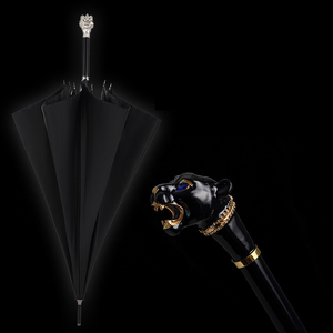 Ombrello Dritto Semi-Automatico in Lega Colorata con Manico Lungo e Design a Testa di <span class=keywords><strong>Pantera</strong></span> - Product Image 2