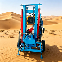 Machine de forage de puits d'eau diesel portable sur roues, 35 CV, double cylindre, 200 m de profondeur