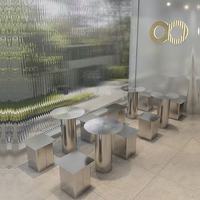 Table de bar ronde en acier inoxydable de qualité commerciale pour événements hôteliers, durable et écologique, mobilier d'intérieur/extérieur