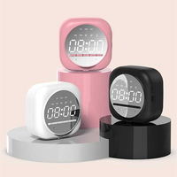 Nuevo Diseño, Reloj Despertador Bonito con Altavoz Inalámbrico Q12, Altavoz Portátil, Mini Lámpara Táctil Impermeable, LED RGB, Carga Inalámbrica