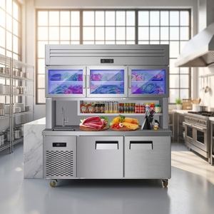 Refrigerador y <span class=keywords><strong>Congelador</strong></span> Combinado con Zonas Superior e Inferior, Montaje en Pared que Ahorra Espacio, Enfriador con Pantalla <span class=keywords><strong>de</strong></span> Temperatura Dual para Restaurantes y Bares - Product Image 2
