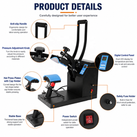 Presse à casquettes de qualité supérieure avec contrôle numérique du temps et de la température pour la sublimation de logos sur casquettes de baseball dans les studios de décoration de vêtements