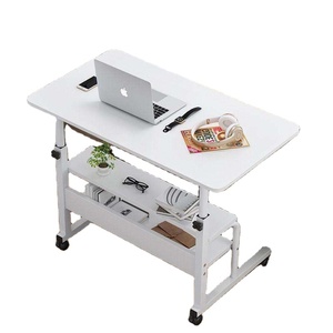 Sinh viên nghiên cứu Trắng Chiều cao có thể điều chỉnh máy tính bàn hàng đầu bằng gỗ hiện đại giá rẻ di động bánh xe máy tính bàn máy tính xách tay đứng để bán - Product Image 5