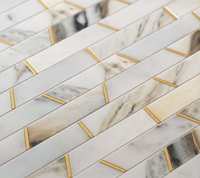 Mosaïque moderne en marbre naturel et métal de 10 mm d'épaisseur, motif parquet, pour crédence de salle de bain et de cuisine, pour hôtels et chambres