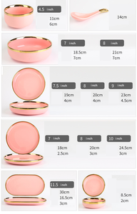 Hot Sale Eco-Friendly Modern Phnom Penh Round Porcelain Pink Glaze Ceramic <b>Dinnerware</b> Plate Sets for Wedding and Party - Product Image 5