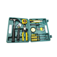 Ensemble d'outils de réparation domestique multi-usages 16 pièces avec marteau, pince, tournevis, mètre ruban, couteau utilitaire, étui en plastique