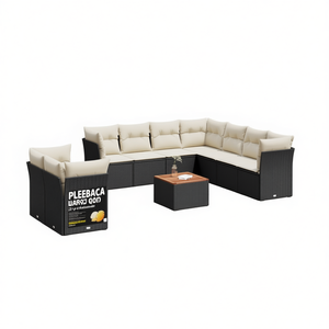 Black <b>Rattan</b> Garden <b>Sofa</b> Set 6 Seater Outdoor Furniture Weather Resistant Contemporary Design - Product Image 1