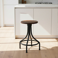 Tabouret de bar industriel sans dossier, assise en bois massif, structure métallique, hauteur de comptoir, pour îlot de cuisine, café, salon, entièrement soudé en usine