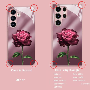 Cover per Cellulare in Vetro Temperato e TPU con Stampa di Rose <span class=keywords><strong>Rosa</strong></span> per Samsung Galaxy S8 S9 S10 S20 S21 <span class=keywords><strong>S22</strong></span> S23 S24 S25 S26 - Product Image 3