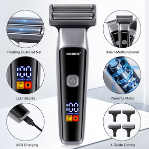 Rasoio Elettrico da Uomo Solimpia HT-853, Rifinitore per Naso e Capelli - Set di Cura Personale 3-in-<span class=keywords><strong>1</strong></span> Ricaricabile USB per Barba, Viso e Testa - Product Image 6