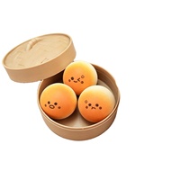 Mini boulette comestible aromatisée au lait, jouet sensoriel anti-stress à presser, en forme de pain vapeur souple