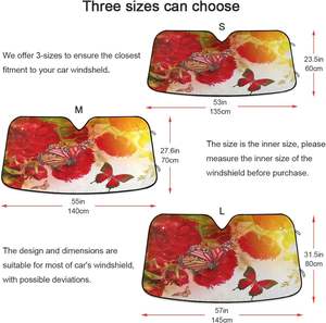 Parasol para parabrisas de coche con flor de mariposa, peonías Rojas, protector de visera plegable con rayos UV, cubiertas elegantes para <span class=keywords><strong>volante</strong></span> - Product Image 3