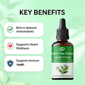 Extracto de Té Verde Líquido en Gotas, Marca Privada OEM, Estándarizado 50% EGCG 80% Catequinas, Apoyo Antioxidante, 60mL, Vegano, Sin OMG - Product Image 3