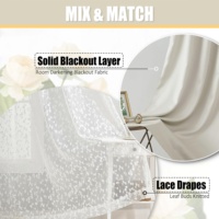 Rideaux occultants Bindi de luxe beige et blanc, double couche, absorbants le son, 100 % polyester, unis, avec dentelle transparente en forme de feuille