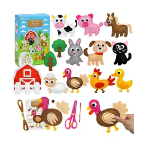 Costure seus próprios filhos em casa mini animais de fazenda personalizados sentiu artesanato fornece arte criativa diy kits de costura para crianças