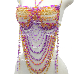 Nouvelle discothèque Party Club plage personnalisé chaud Sexy <span class=keywords><strong>perles</strong></span> femmes perlé haut court cristal gilet carnaval soutien-gorge - Product Image 4