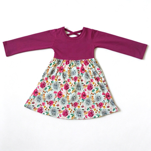 Milk Silk Kids & Adult Outfit, Cross Floral Print <b>Girls</b> 2 Piece Pant Set, Game Print Raglan Tee, Criss Cross Back <b>Girls</b> <b>Dress</b> - Product Image 2