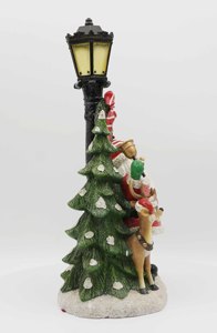 Lanterna Decorativa Natalizia in Resina Rossa a Forma di Babbo Natale con Glitter - Product Image 4
