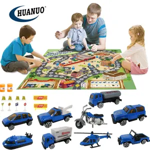 Kids alloy car play set 1:64 diecast trailer transport toy vehicle trucks toys