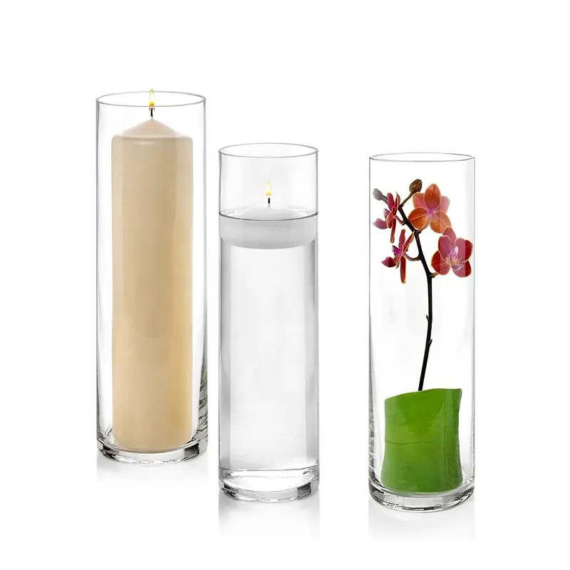 Clear Cylinder Glass Vase 4 polegada W x 12 polegada H Castiçal de Vidro Centerpiece Plantador Terrário para Festa de Casamento...