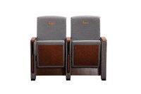 Chaise d'auditorium en bois de style moderne avec tablette d'écriture en tissu, solution économique pour sièges publics d'église, vente directe d'usine