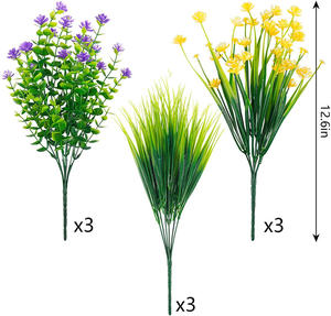 N-0054 de plástico para plantas colgantes, plantas artificiales resistentes a los rayos UV, color amarillo, Morado, 9 Uds. - Product Image 3
