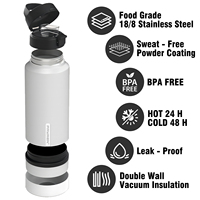 Bouteille d'eau isotherme en acier inoxydable avec compartiment de rangement dissimulé au fond, couvercle à paille, conteneur multifonctionnel