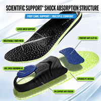 Semelles intérieures respirantes en fibre maillée avec support de voûte plantaire 3D en TPU, anti-torsion, talon et avant-pied en gel, absorption des chocs, pour soulager les pieds