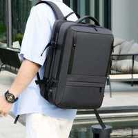 Sac à dos extensible pour ordinateur portable, idéal pour les voyages d'affaires, avec port USB, grande capacité, antivol, imperméable, en microfibre et cuir synthétique, unisexe