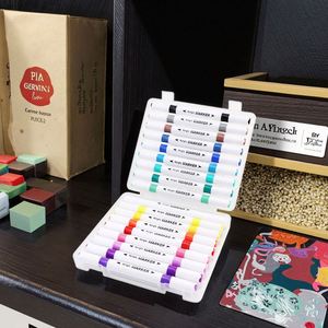 48 Colors Bullet Tip Acrylic Art Markers Dual Tip Painting <b>Pen</b> Set with Plastic Box for Drawing & Sketching - Product Image 4