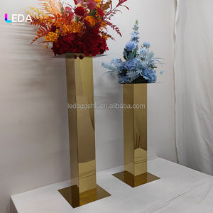 Centro de Mesa Metálico Rectangular Dorado Brillante para Decoración de Bodas y Eventos, Precio de Fábrica al por Mayor LEDA - Product Image 4