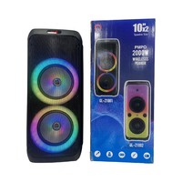 Haut-parleur LED RGB pour extérieur avec double haut-parleur de 10 pouces, boîtier en plastique, connectivité sans fil, USB, Aux, alimentation par batterie, sortie 50-100W