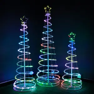 彩色灯圣诞树点控制螺旋灯折叠仿真树发光二极管圣诞灯