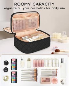 Borsa cosmetica da viaggio impermeabile da donna e borsa per Organizer cosmetica leggera a doppio strato con porta pennelli per il trucco - Product Image 3