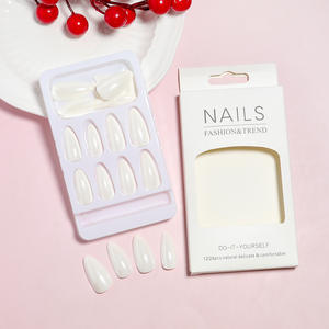 <span class=keywords><strong>Faux</strong></span> ongles en résine à presser, style simple, neufs, blancs, effet eau, transparents, effet miroir magique, UV, à porter - Product Image 4