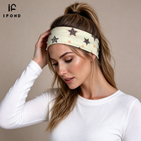 IFOND Bandeaux pour femmes, 6 cm de large, imprimé étoiles, en polyester et élasthanne extensible, accessoire capillaire pour le sport quotidien