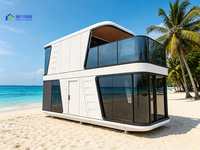 Maison capsule spatiale à double étage de 20 pieds, combinaison modulaire à déploiement rapide pour l'accueil dans les zones touristiques