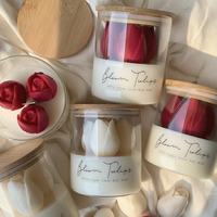 Bougie parfumée en cire de soja écologique, faite à la main, avec logo personnalisé et design tulipe, dans un bocal en verre, décoration de Noël pour la maison, cadeaux de mariage