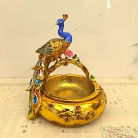 Plateau en verre sculpté en forme de paon, artisanat en résine, organisateur d'art, décoration d'intérieur, décoration personnalisée, rangement décoratif, ornements de salon